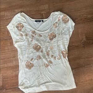 Apt. 9 White Graphic Cap Sleeve T-Shirt